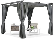 Antraciet terraspergola met gordijnen La Palma 3x3 Garden Point