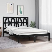 vidaXL Bedframe massief grenenhout zwart 135x190 cm 4FT6 Double