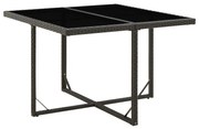 vidaXL Tuintafel 109x107x74 cm poly rattan en glas zwart