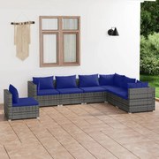 vidaXL 7-delige Loungeset met kussens poly rattan grijs