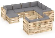 vidaXL 10-delige Loungeset met kussens groen geïmpregneerd hout