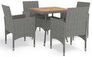 vidaXL 5-delige Tuinset poly rattan en acaciahout grijs