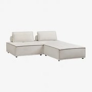 Modulaire Bank En Poef In Vermont-stof, 2-delig Stof Crème Beige - Sklum