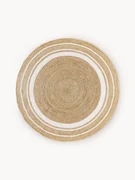 Rond juten vloerkleed Clover, handgemaakt