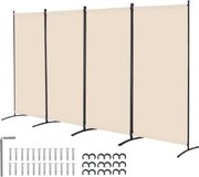 VEVOR Room Divider 4 Panelen Scherm 3464 x 1840 x 520 mm, Opvouwbaar Privacy Scherm & Draagbare Scheidingswand voor Ruimteverdeling, Vrijstaande Room Divider voor Kantoor Slaapkamer Studeerkamer, Beige