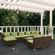 vidaXL 10-delige Loungeset met kussens poly rattan bruin