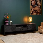 Starfurn New York Tv-meubel Zwart Visgraat 180 Cm - 180x45x50cm.