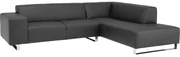 Goossens Excellent Hoekbank Design@home zwart, leer, 2,5-zits, modern design met ligelement rechts