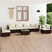 vidaXL 7-delige Loungeset met kussens poly rattan bruin