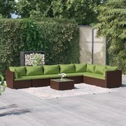 vidaXL 8-delige Loungeset met kussens poly rattan bruin