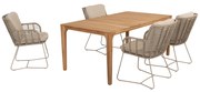 Liam Fabrice dining tuinset 5 delig 180x100xH75 cm teak latte 4 Seasons Outdoor
