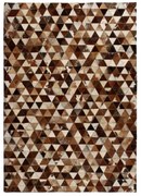 vidaXL Vloerkleed driehoek patchwork 120x170 cm echt leer bruin/wit