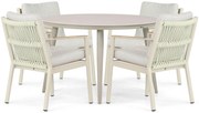 Tuinset Ronde Tuintafel 4 personen 120 cm Aluminium/rope Taupe  Coco Sevilla/Vienna