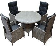 Empoli Riccione dining tuinset 110 cm rond 5-delig grijs