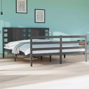 vidaXL Bedframe massief grenenhout grijs 135x190 cm 4FT6 Double