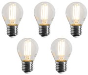 Set van 5 E27 dimbare LED lampen filament G45 helder 4W 470 lm 2700K