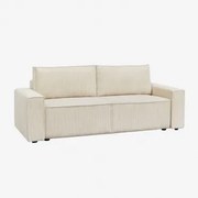 Tampere Gestoffeerde 3-zits Slaapbank Corduroy Beige – Crème - Sklum