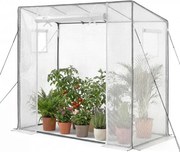 VEVOR Kas 195x77x146/168 cm, Foliekas, Tomatenkas met gepoedercoat stalen frame, PE-hoes, oprolbare deur met ritssluiting en 2 ramen, Buitenkas