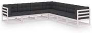 vidaXL 7-delige Loungeset met kussens massief grenenhout wit