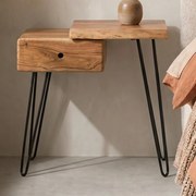 Boomstam Nachtkastje Met Lade Links - 60x32x59cm.