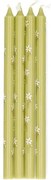 Dunne kaarsen met bloemen, 4 stuks, 20 cm