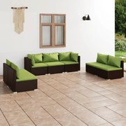 vidaXL 7-delige Loungeset met kussens poly rattan bruin