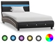 vidaXL Bedframe met LED kunstleer zwart 90x200 cm