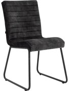 Goossens Eetkamerstoel Dax grijs velvet stof leuning, urban industrieel