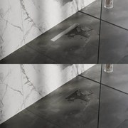 Brauer Douchegoot - 60x7x6.7cm - ondiepe vloerflens - zijuitloop - tegelinlegrooster omkeerbaar - RVS DR-MRF60NG