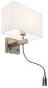 LED Moderne wandlamp staal met kap wit - Bergamo Design, Modern E27 vierkant Binnenverlichting Lamp