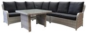 Bilbao hoek dining loungeset 5-delig wit grijs