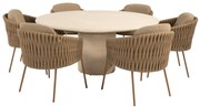 Hampton Molina dining tuinset 160xH75 cm rond 7 delig mortex amber 4 Seasons Outdoor