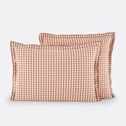 Kussensloop seersucker katoen, Cottage caramel