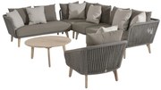 4 Seasons Outdoor Santander hoekbank met loungestoel en Gabor tafel Ø 90 cm SALE  Loungeset    zwart weerbestendig