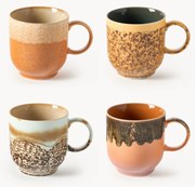 Handgemaakte kopjes 70's, 4-delig