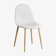 Glamm Eetkamerstoel In Fluweel Beige – Linnen & Natuurlijk Hout - Sklum