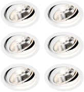 Set van 6 Ronde inbouwspot wit verstelbaar - Chuck 111 GU10 Binnenverlichting Lamp