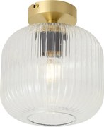 Art Deco plafondlamp messing met helder glas - Karel