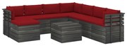 vidaXL 9-delige Loungeset pallet met kussens massief grenenhout