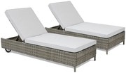 Set van twee kunststof rotan ligbedden Tobago Garden Point grijs
