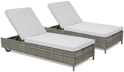 Set van twee kunststof rotan ligbedden Tobago Garden Point grijs
