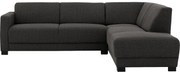 Goossens Bank My Style antraciet, stof, 2,5-zits, stijlvol landelijk met chaise longue rechts