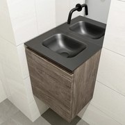 Mondiaz Olan 40cm toiletmeubel dark brown met wastafel urban midden geen kraangat