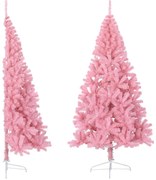 vidaXL Kunstkerstboom met standaard half 240 cm PVC roze