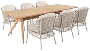 4 Seasons Outdoor Puccini dining set met teak Bel Air tafel 240 cm      beige weerbestendig