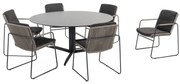 Embrace Parma dining tuinset 160 cm rond 7 delig taupe 4 Seasons Outdoor