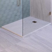 BRAUER Relievo Crag Douchebak 140x90cm antislip antibacterieel mineraalmarmer mat wit DB-RC90X140W