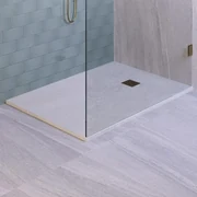 BRAUER Relievo Crag Douchebak 140x90cm antislip antibacterieel mineraalmarmer mat wit DB-RC90X140W