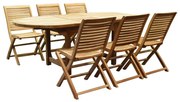 Arona Ovaal uitschuifbare dining tuinset 160-210x90 cm blad 2,8 cm 7-delig teak