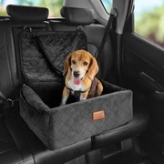 VEVOR Hondenautostoel, Hondenverhoger met opbergtas, Bevestigbare veiligheidsriem, Vulling van spons en PP-katoen, Hondenautobed voor kleine en middelgrote honden tot 18 kg, Zwart
